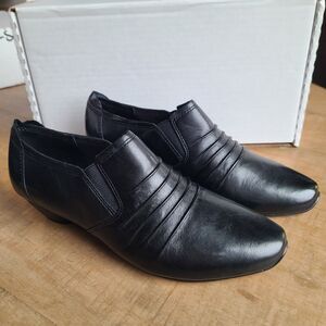 Josef Seibel Women's 37 (6-6.5)‎ Tina Ruched Black Leather Shoe Pump SAMPLE NEW